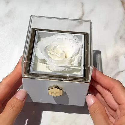 Rotating Rose Soap Jewelry Box — With Secret Compartment for Rings & Earrings