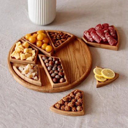 Wooden Snack Serving Tray with Removable Sections