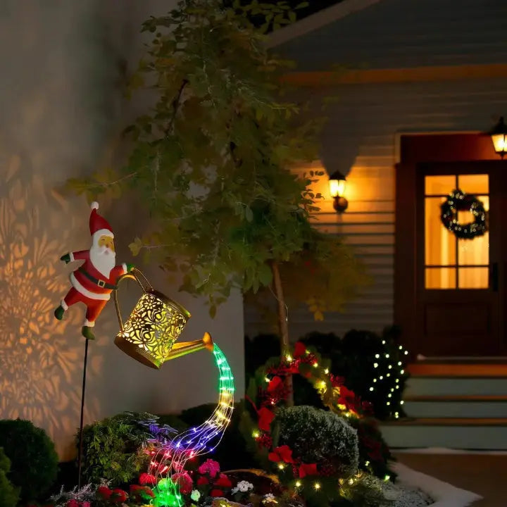 Solar Santa Watering Can Light – Festive Garden Glow