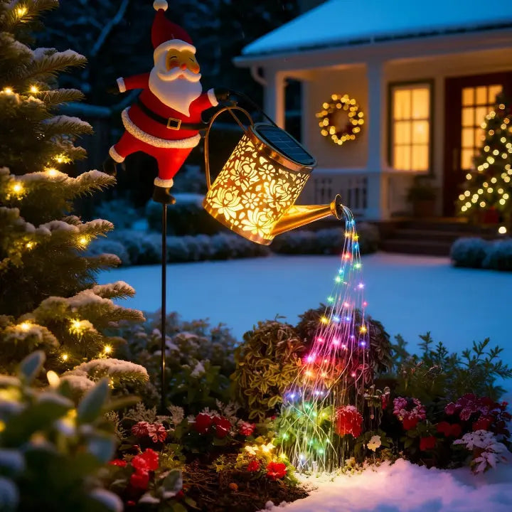 Solar Santa Watering Can Light – Festive Garden Glow