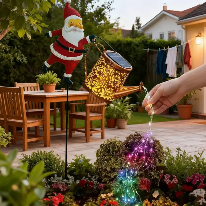 Solar Santa Watering Can Light – Festive Garden Glow