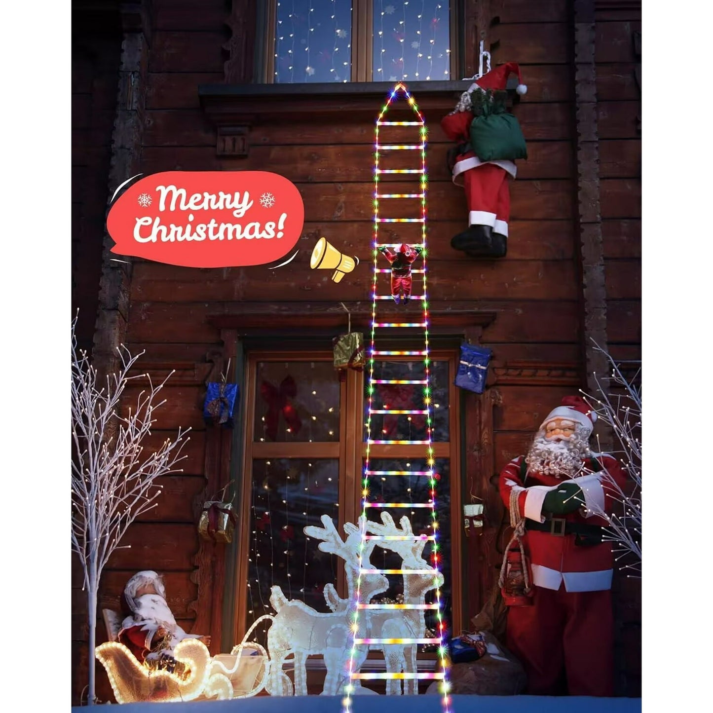Climbing Santa Claus Ladder Lights — Magical Atmosphere for Your Home
