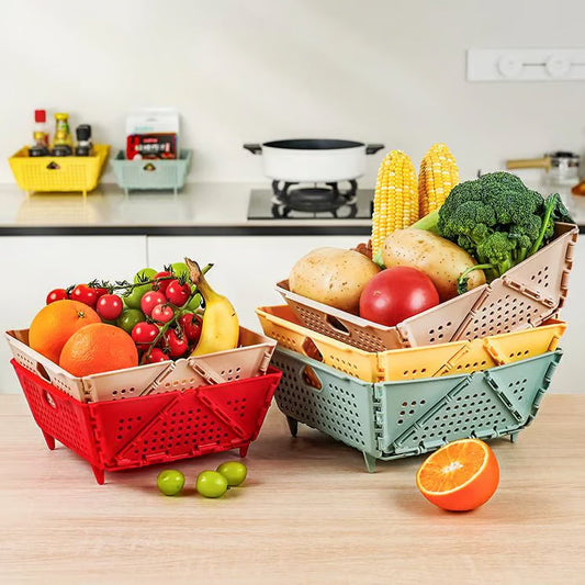 Foldable Draining and Storage Basket – Space-Saving, Heat-Resistant Organizer