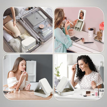 Portable Makeup Organizer — Compact LED Mirror with Adjustable Lighting