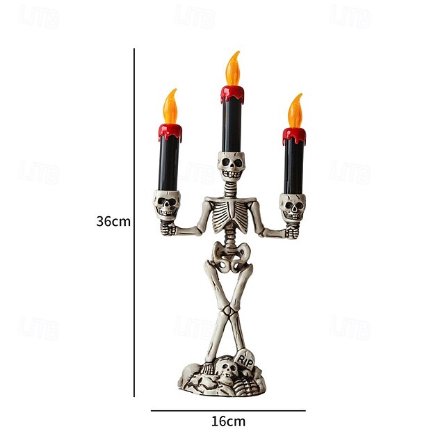 Skeleton Candle Holder Lamp — Spooky Table Decoration for Halloween