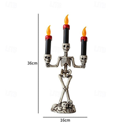 Skeleton Candle Holder Lamp — Spooky Table Decoration for Halloween