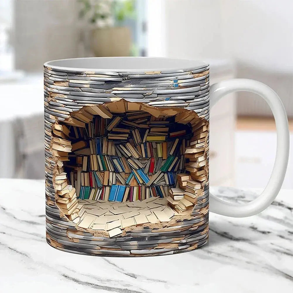 LitLibra™ — 3D Bookshelf Mug for Book Lovers