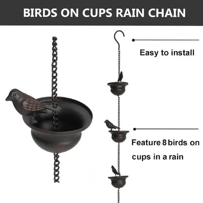 CascadiaCharm™ — Mesmerizing Rain Chain & Birdbath