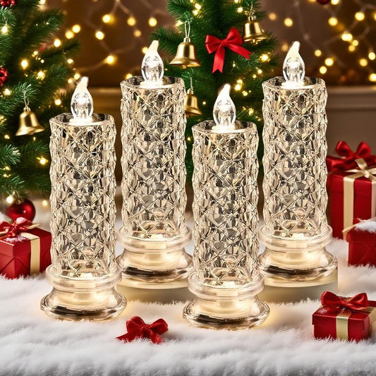 LED Crystal Candle Lights — Sparkling & Romantic Table Lighting Set of 4