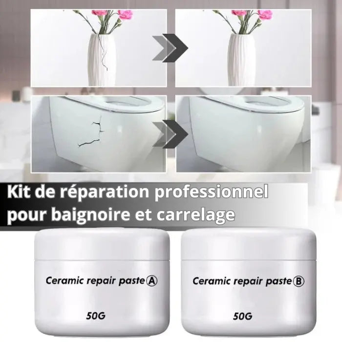 Tile Repair Paste – Fix Cracks & Chips in Minutes | Ceramic Repair Kit 1.8 ounces (2 Pieces)