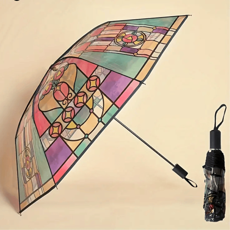 Automatic umbrella - vintage design with stained glass and wind protection Mivoza Germany