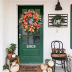 Autumn Wreath with Flowers & Pumpkin — Warms the Heart & Welcomes Guests