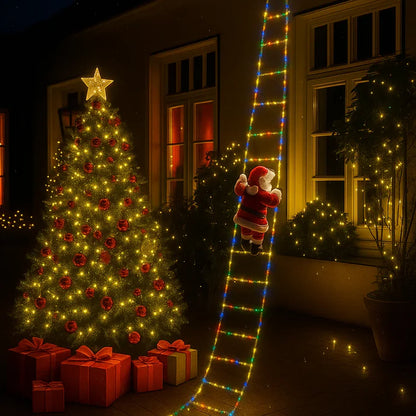 Climbing Santa with LED Ladder – Festive Holiday Decoration for Your Home