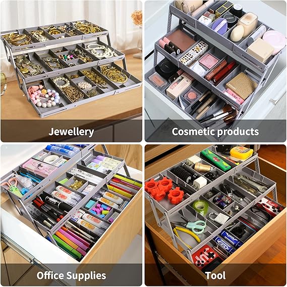 3-Tier Expandable Drawer Organizer — Fits Standard Drawers