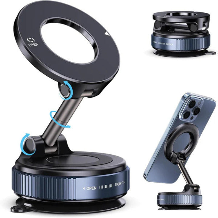 360° Vacuum-Lock Phone Holder — Secure Grip Even on Bumpy Roads
