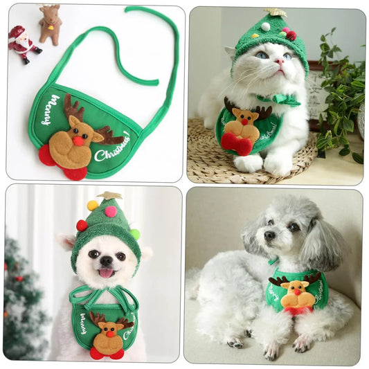 Christmas Tree Pom-Pom Hat — Transforms Your Pet into a Holiday Icon