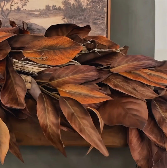 Brown Magnolia Garland – Elegant Fall Décor