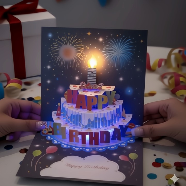 3D Birthday Card with Lights & Music for Unforgettable Celebrations