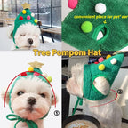 Christmas Tree Pom-Pom Hat — Transforms Your Pet into a Holiday Icon