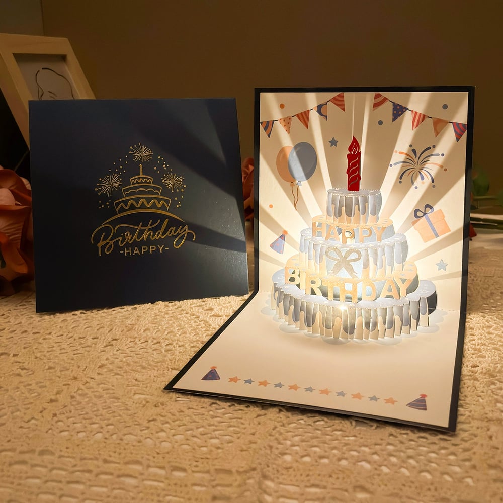 3D Pop-up Birthday Card – Handmade Greeting Card with LED Light and Music