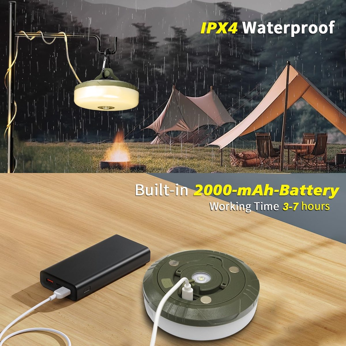 4-in-1 Campinglicht mit RGB-Lichterkette & Powerbank Mivoza Deutschland