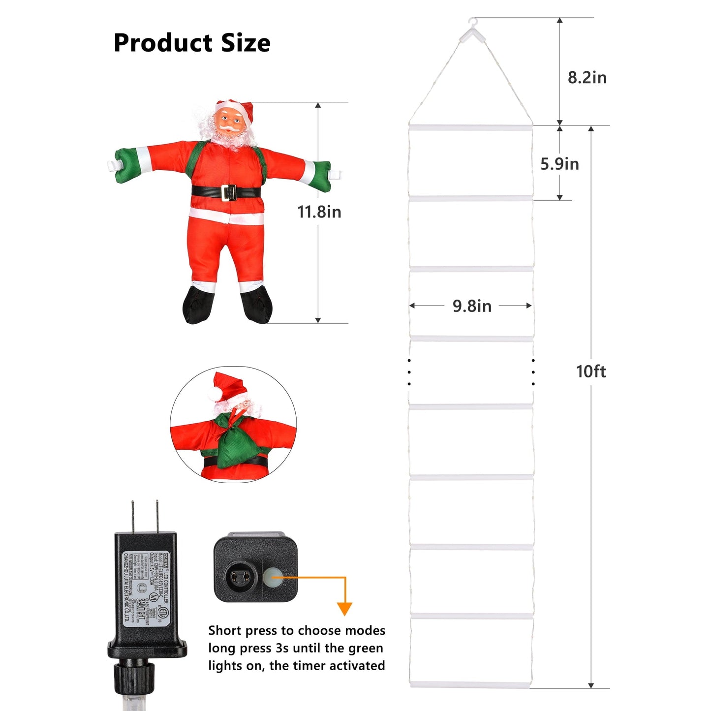 Climbing Santa Claus Ladder Lights — Magical Atmosphere for Your Home