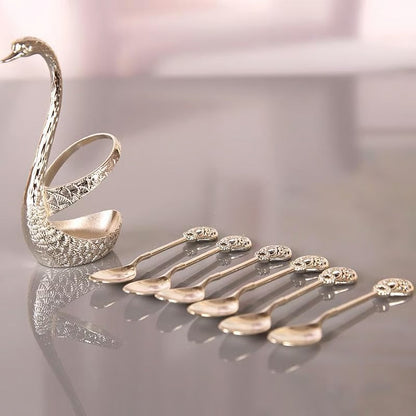 Coffee Spoon Set, Including 6counts Stainless Steel Spoon & 1count Swan Base Mivoza Deutschland