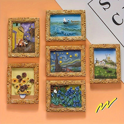 Van Gogh Refrigerator Magnets with 3D Art Details