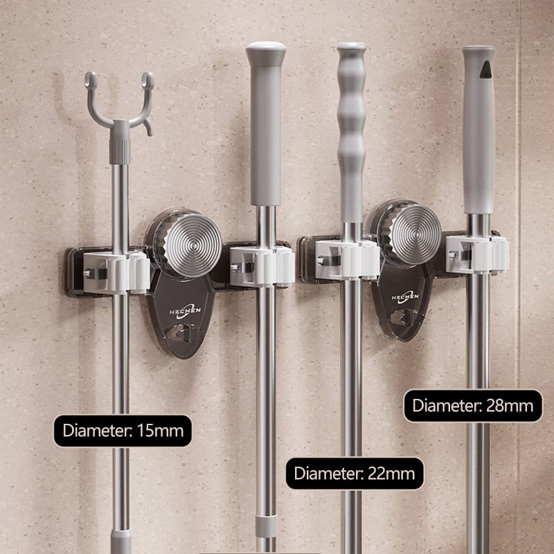 Broom clamp with suction cups - Space-saving wall bracket with adjustable hooks Mivoza Germany