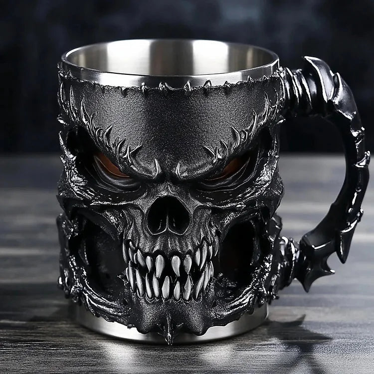 Skull Drink Becher — Gotischer Harzbecher mit Edelstahl-Einsatz Mivoza Deutschland