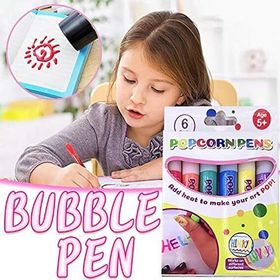 Magical Puffy Popcorn Pens — Creative 3D Painting Fun for Young & Old 6-Piece Set