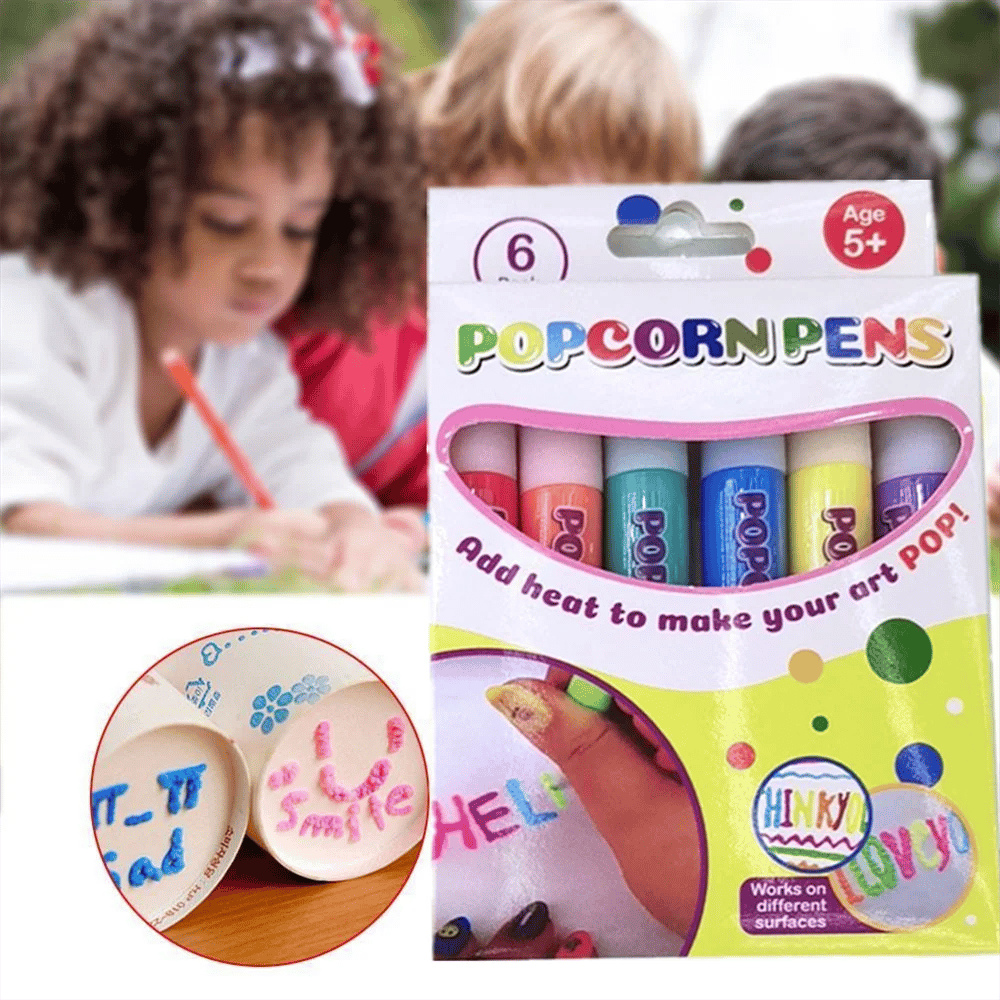 Magical Puffy Popcorn Pens — Creative 3D Painting Fun for Young & Old 6-Piece Set