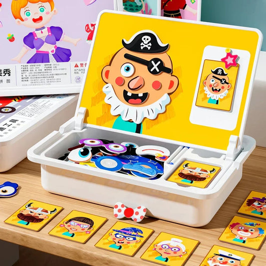 Magnetic Puzzles Face Dress Up Travel Game Double Side Preschool Educational Learning Toy for Kids Mivoza Deutschland