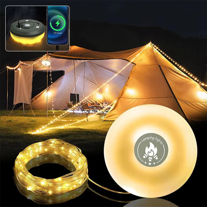 4-in-1 LED Camping Lamp with USB Power Bank