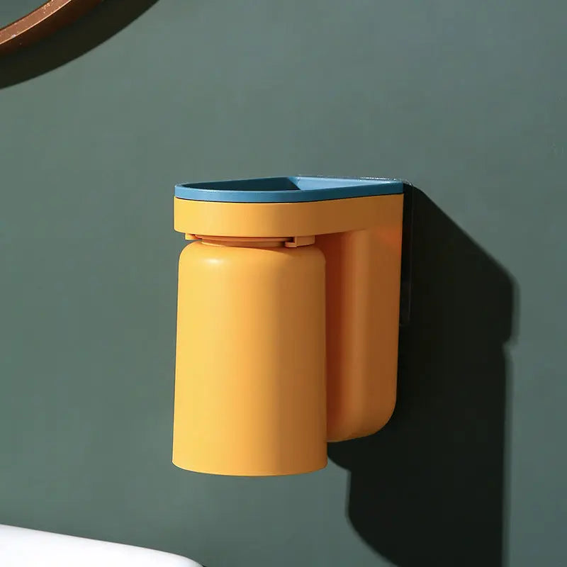 Wall-Mounted Toothbrush & Cup Holder – No-Drill Bathroom Organizer for Small Spaces