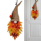Gancio da Porta con Gnomo Autunnale – Decorazione Accogliente con Foglia d'Acero per Porta d'Ingresso