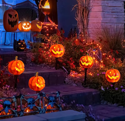 Solar Pumpkin Lantern — Outdoor Halloween Decoration with Warm Glow