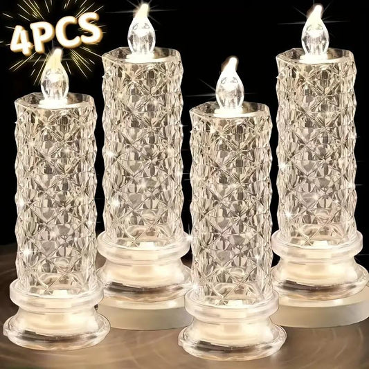 LED Crystal Candle Lights — Sparkling & Romantic Table Lighting Set of 4