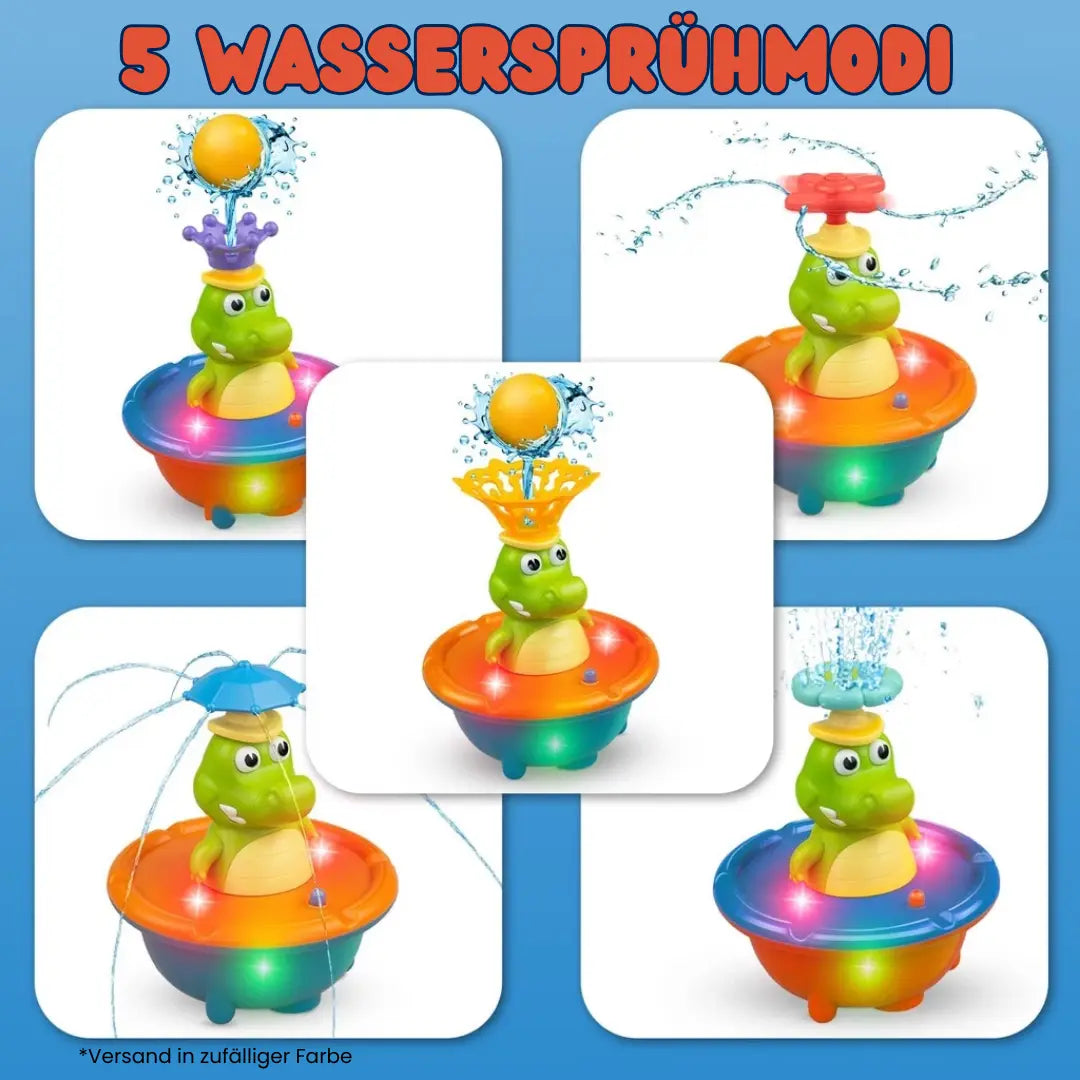 LED Bath Fountain "Crocodile" – With Replaceable Attachments & Light Effect