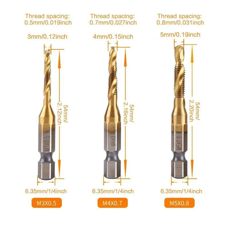 3 In 1 Spiral Tap Hex Shank Drill Bit Set Mivoza Deutschland