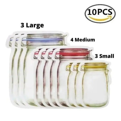 Ziplock Bags in Mason Jar Style – Reusable & Leak-Proof