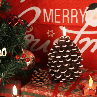 Battery-Powered Pine Cone Candle — Safe Flameless LED Light