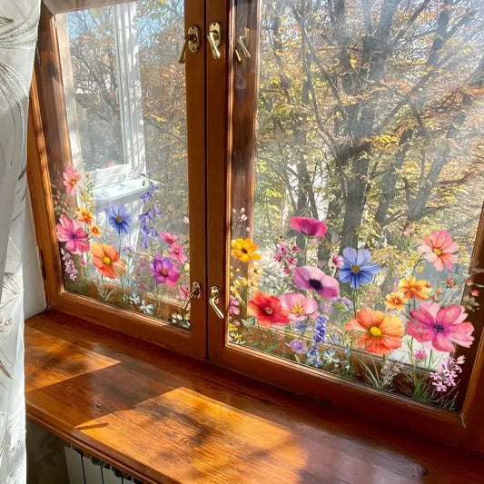 Floral Window Clings for Glass – Sunlight-Enhancing Flower Decals for Home & Kitchen