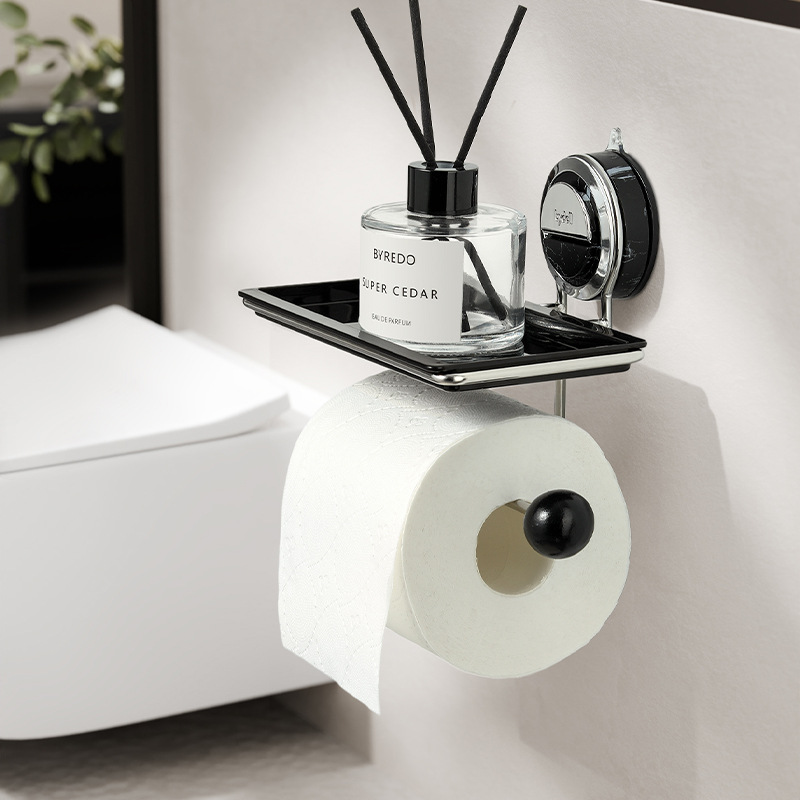 Drill-Free Toilet Paper Holder with Flexible Mount