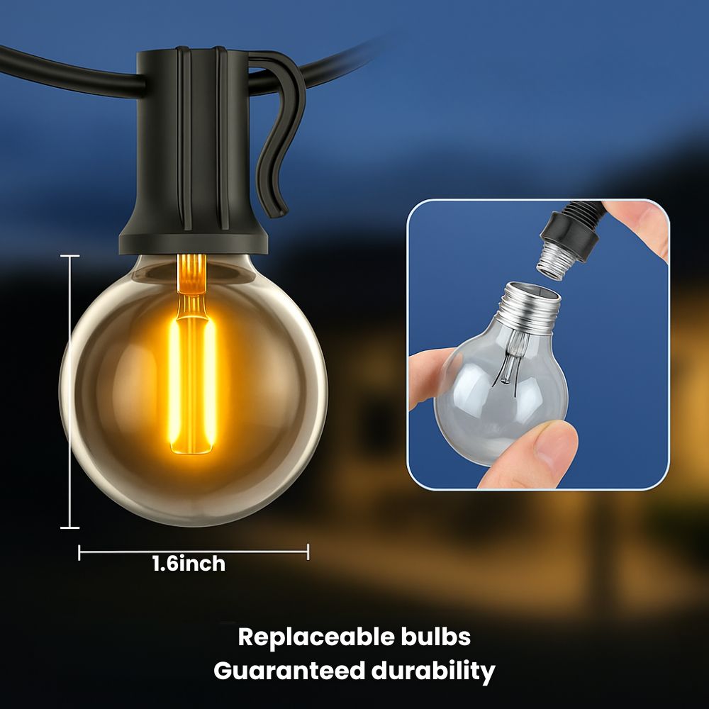 Solar-Powered Outdoor Light Chain — 15 Meters Warm White LED Waterproof