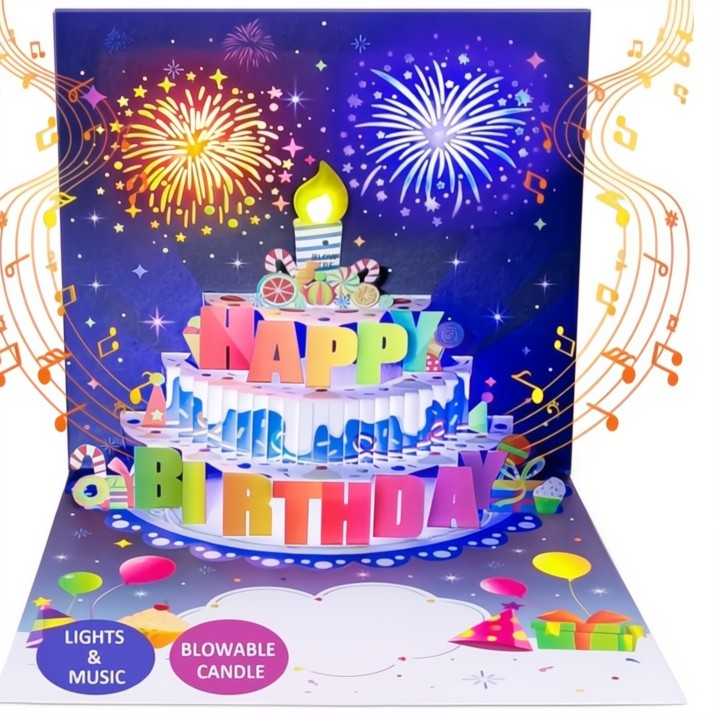 3D Birthday Card with Lights & Music for Unforgettable Celebrations