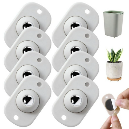 Universal Self-Adhesive 360° Swivel Wheels – Stainless Steel, Easy No-Tool Install for Furniture, Storage and More (8-Pieces)