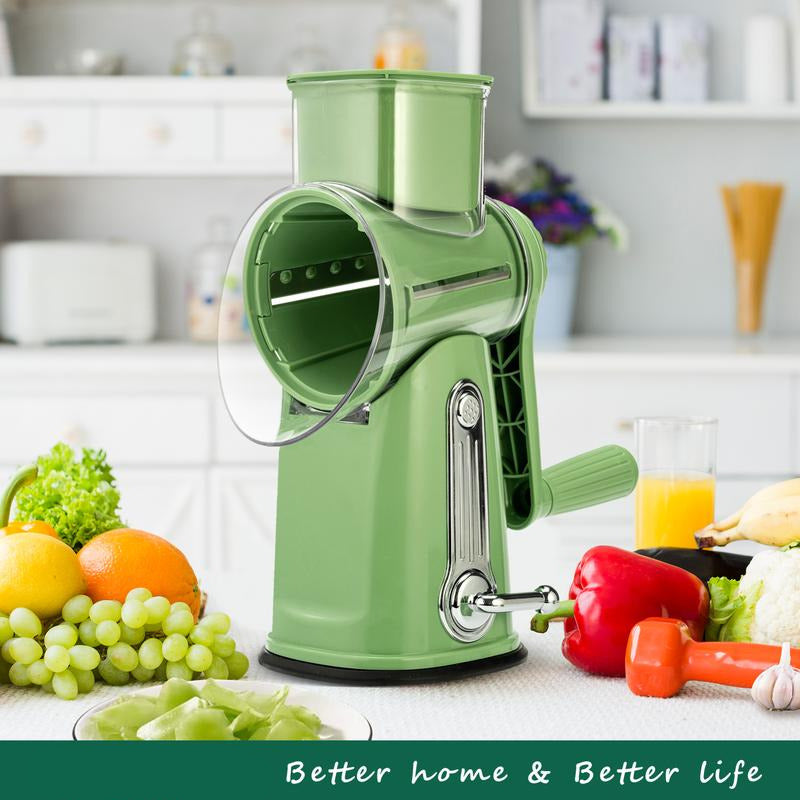 Rotary Grater with 5 Interchangeable Blades – Suction Cup Mounting