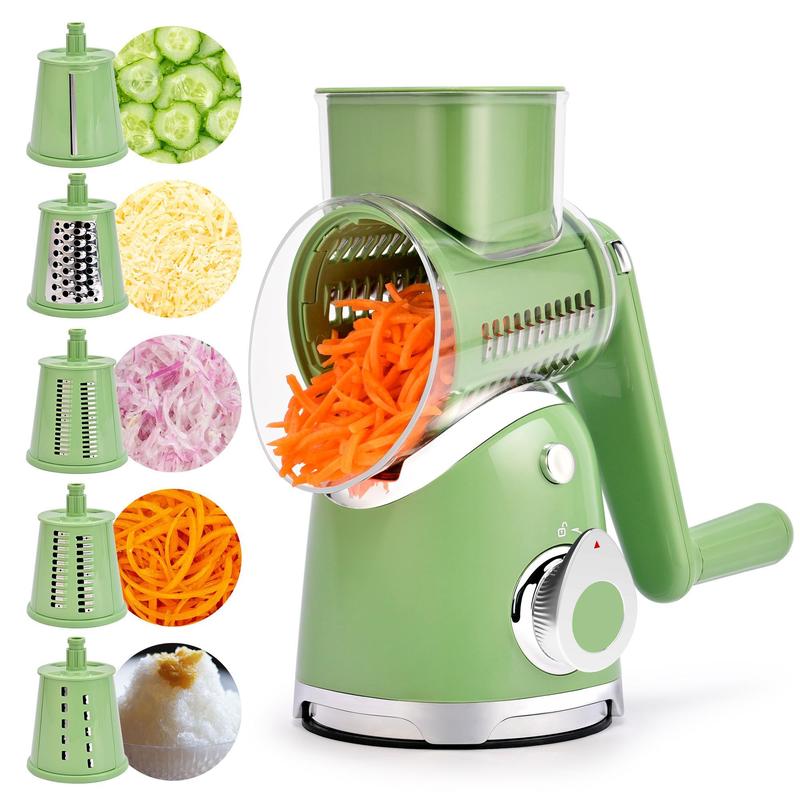 Rotary Grater with 5 Interchangeable Blades – Suction Cup Mounting