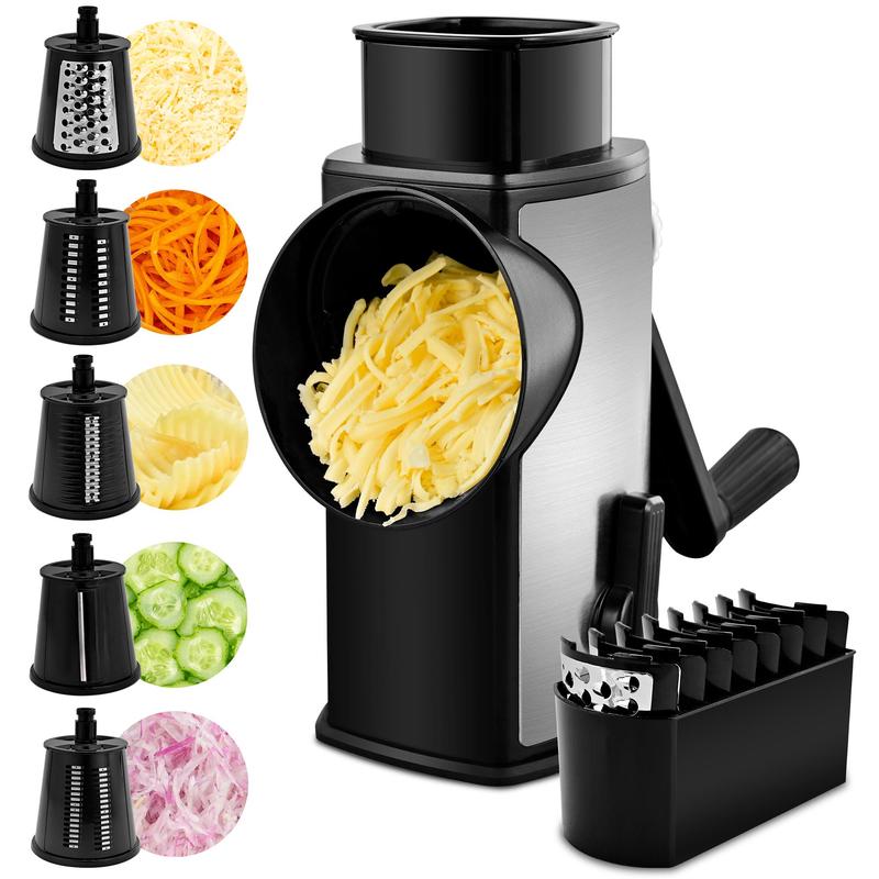 Rotary Grater with 5 Interchangeable Blades – Suction Cup Mounting